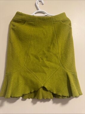 Women's Lime Green A-Line Ruffle Hem Skirt Size 38